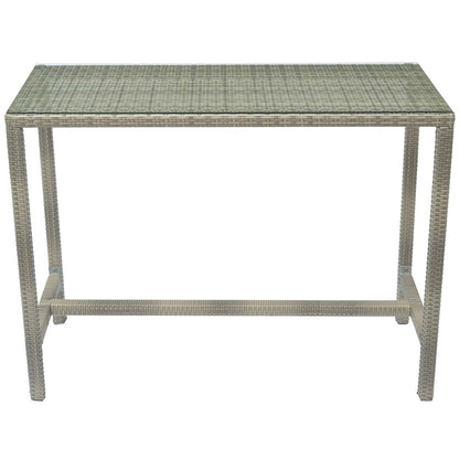 Conduit Outdoor Patio Wicker Rattan Large Bar Table, Rattan Wicker Glass, Light Grey Gray 15178
