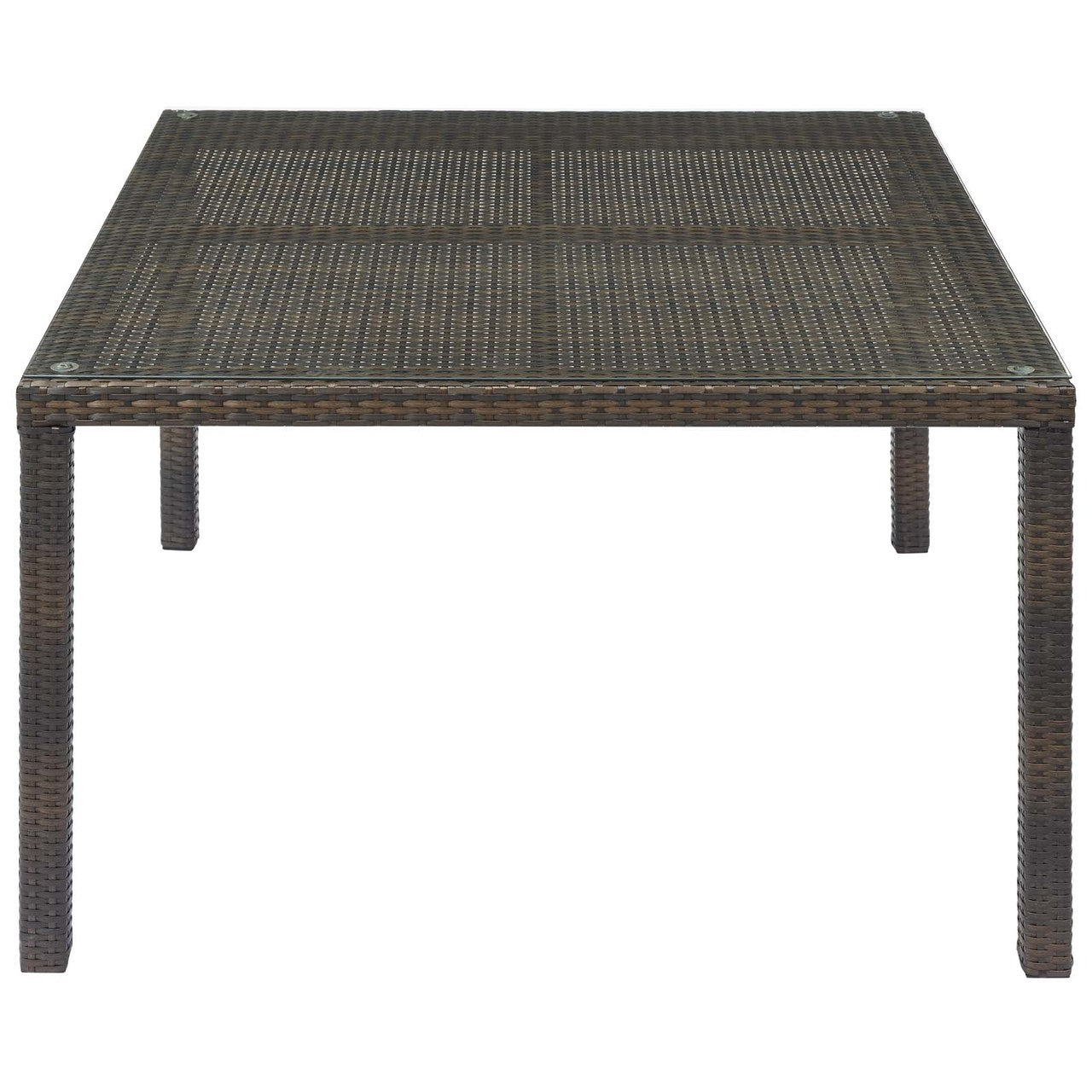 Conduit 47" Outdoor Patio Wicker Rattan Dining Table, Rattan Wicker Glass, Brown 15179