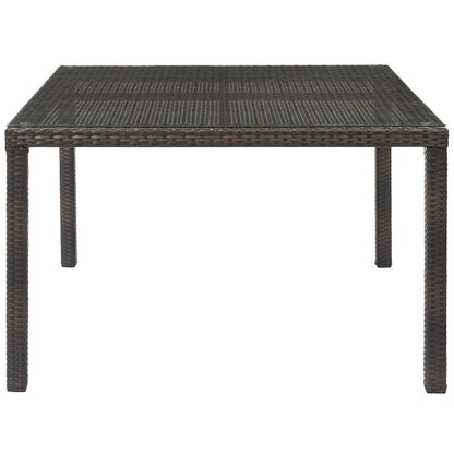 Conduit 47" Outdoor Patio Wicker Rattan Dining Table, Rattan Wicker Glass, Brown 15179