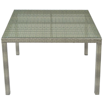 Conduit 47" Square Outdoor Patio Wicker Rattan Table, Rattan Wicker Glass, Light Grey Gray 15180
