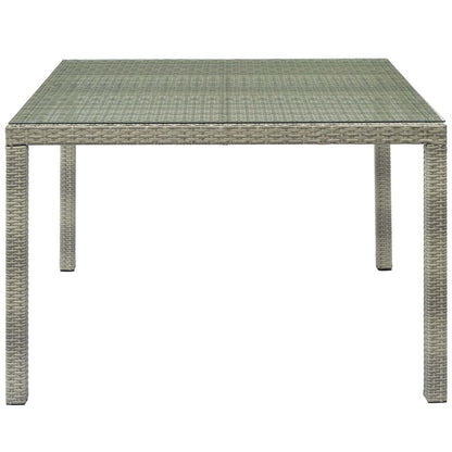 Conduit 47" Square Outdoor Patio Wicker Rattan Table, Rattan Wicker Glass, Light Grey Gray 15180