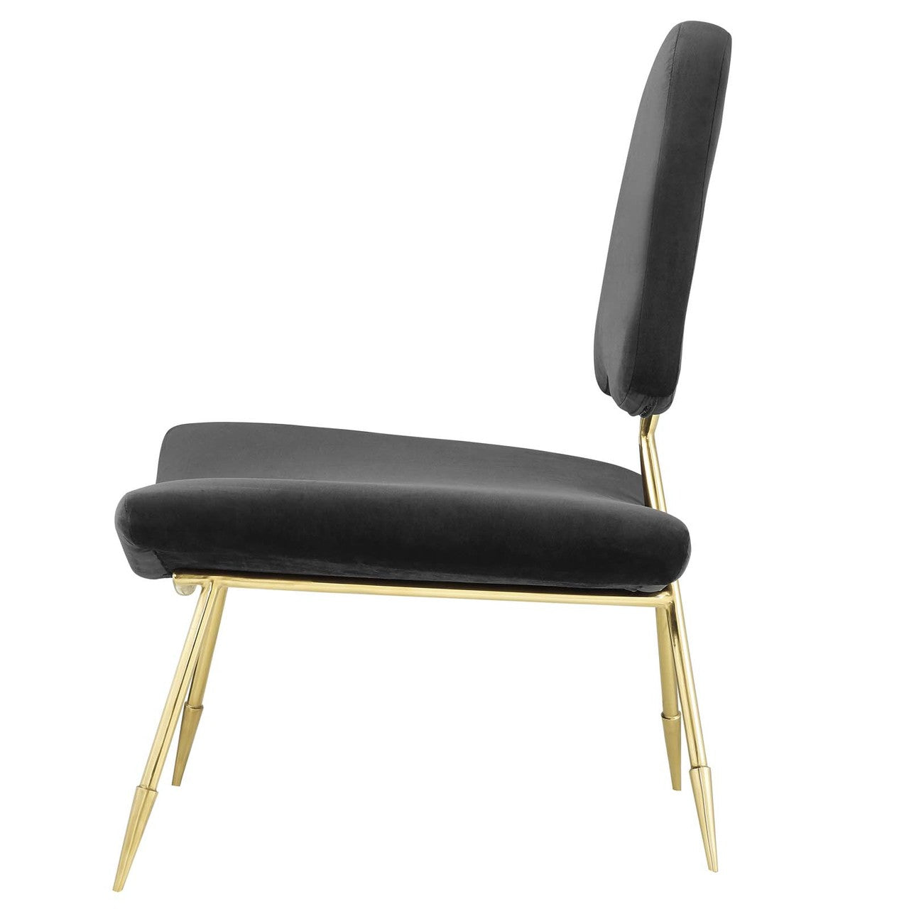 Ponder Upholstered Velvet Lounge Chair, Velvet Fabric Metal Steel, Black 13684