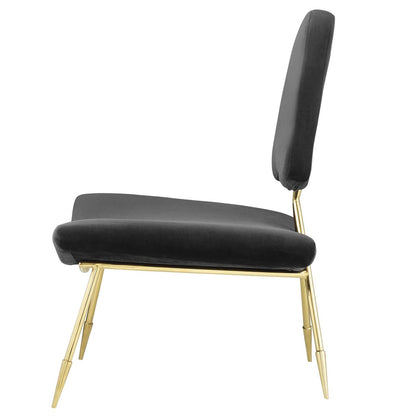 Ponder Upholstered Velvet Lounge Chair, Velvet Fabric Metal Steel, Black 13684