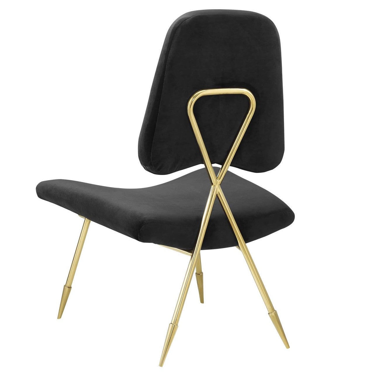 Ponder Upholstered Velvet Lounge Chair, Velvet Fabric Metal Steel, Black 13684