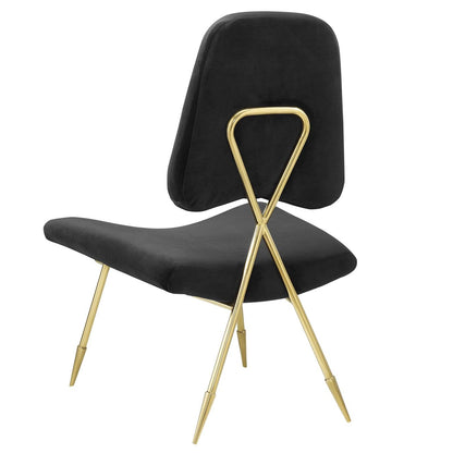 Ponder Upholstered Velvet Lounge Chair, Velvet Fabric Metal Steel, Black 13684