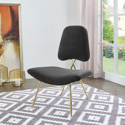 Ponder Upholstered Velvet Lounge Chair, Velvet Fabric Metal Steel, Black 13684