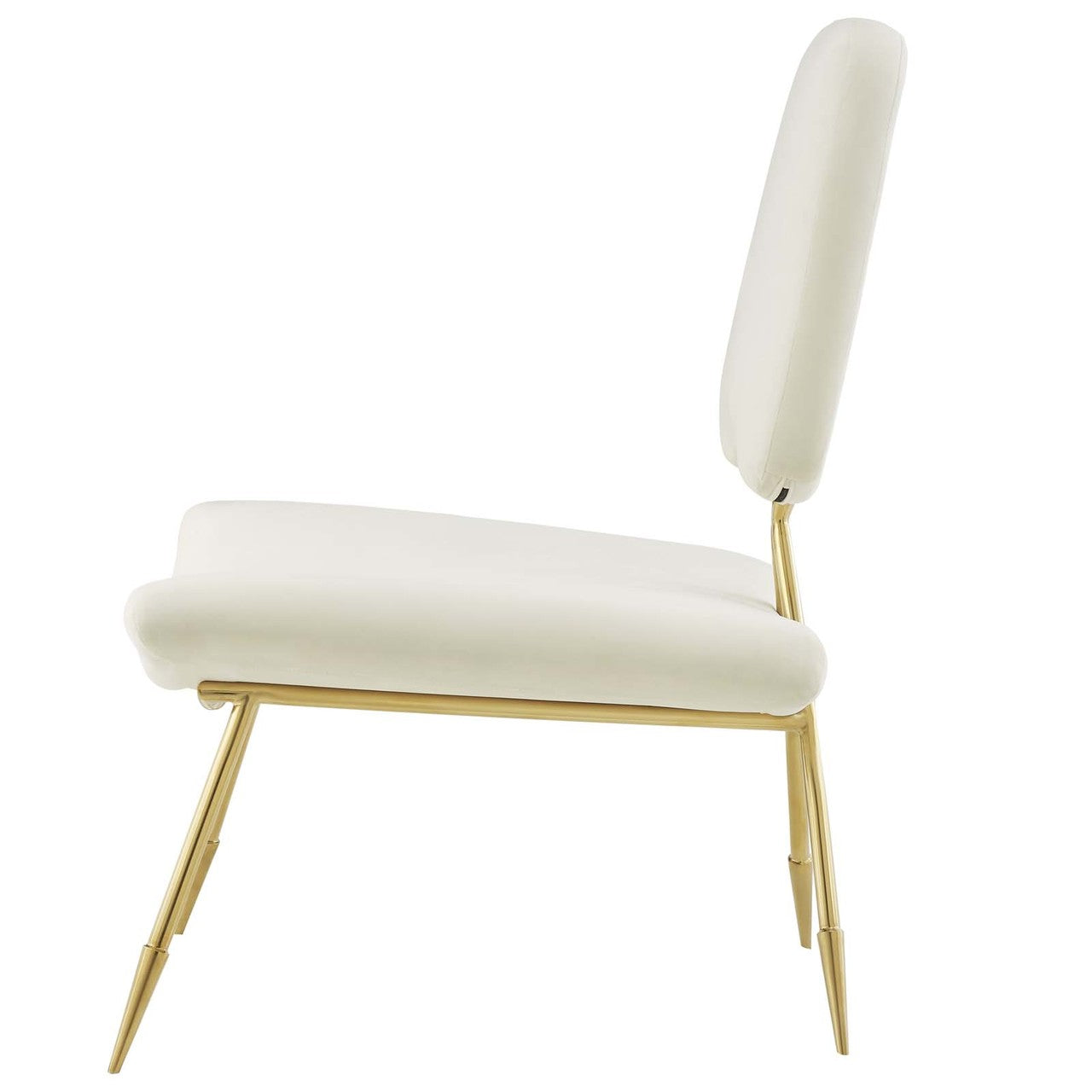 Ponder Upholstered Velvet Lounge Chair, Velvet Fabric Metal Steel, Ivory White 13686