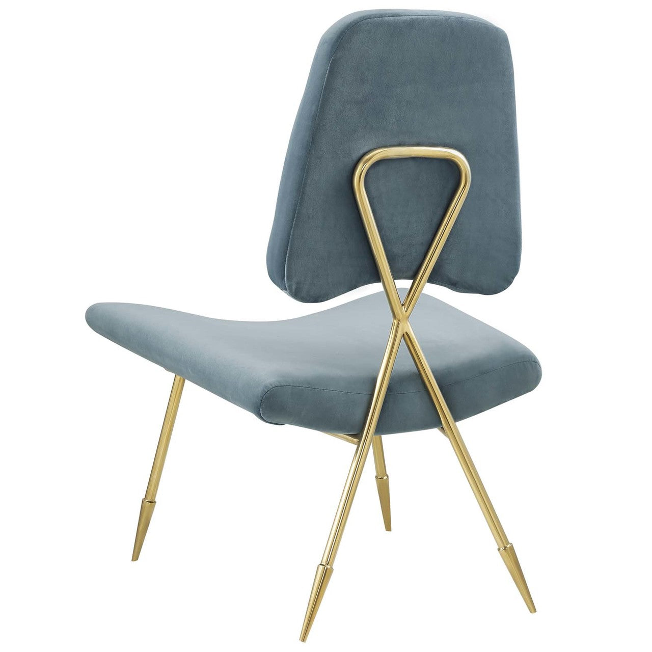 Ponder Upholstered Velvet Lounge Chair, Velvet Fabric Metal Steel, Blue 13688