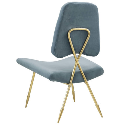 Ponder Upholstered Velvet Lounge Chair, Velvet Fabric Metal Steel, Blue 13688