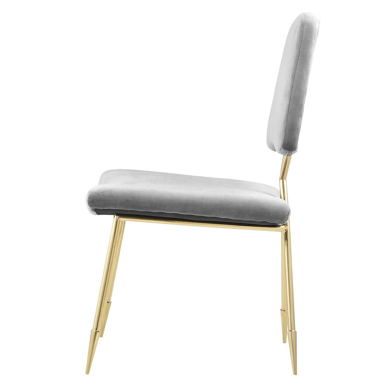 Ponder Upholstered Velvet Dining Side Chair, Velvet Fabric Metal Steel, Grey Gray 13692