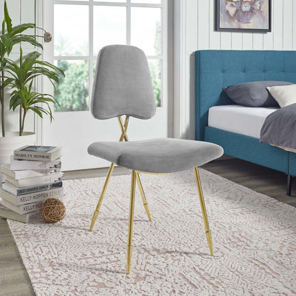 Ponder Upholstered Velvet Dining Side Chair, Velvet Fabric Metal Steel, Grey Gray 13692
