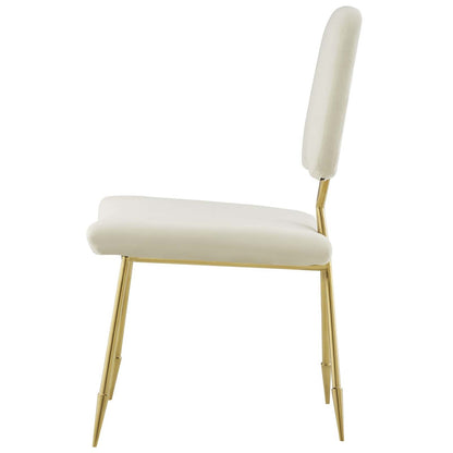 Ponder Upholstered Velvet Dining Side Chair, Velvet Fabric Metal Steel, Ivory White 13693