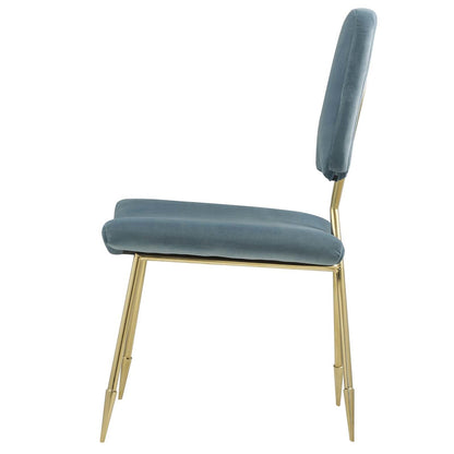 Ponder Upholstered Velvet Dining Side Chair, Velvet Fabric Metal Steel, Blue 13695