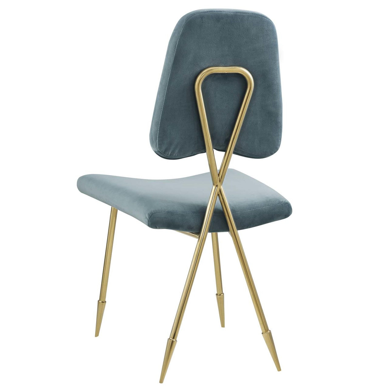 Ponder Upholstered Velvet Dining Side Chair, Velvet Fabric Metal Steel, Blue 13695