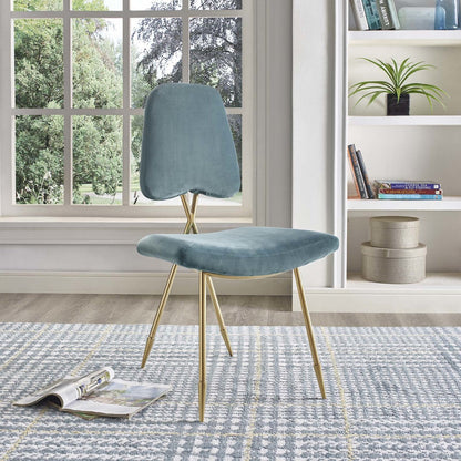 Ponder Upholstered Velvet Dining Side Chair, Velvet Fabric Metal Steel, Blue 13695