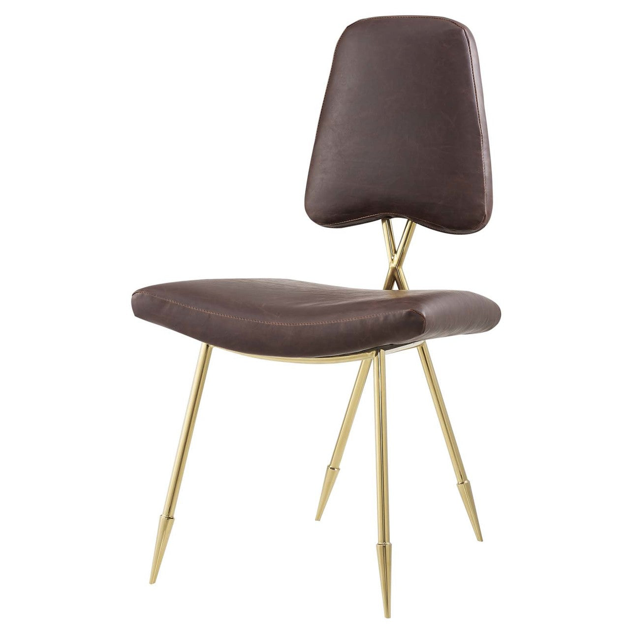 Ponder Antique Faux Leather Dining Side Chair, Faux Vinyl Leather, Brown 13696