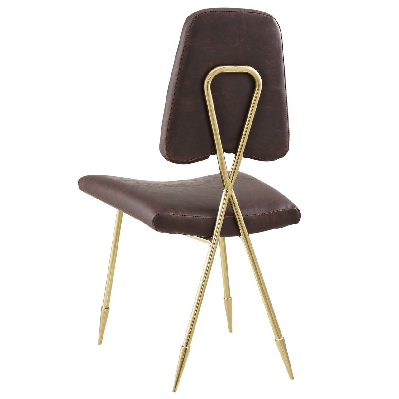 Ponder Antique Faux Leather Dining Side Chair, Faux Vinyl Leather, Brown 13696