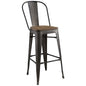 Promenade Bar Stool, Metal Steel Wood, Brown 13701