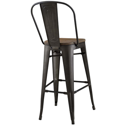 Promenade Bar Stool, Metal Steel Wood, Brown 13701