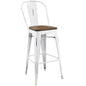 Promenade Bar Stool, Metal Steel Wood, White 13703