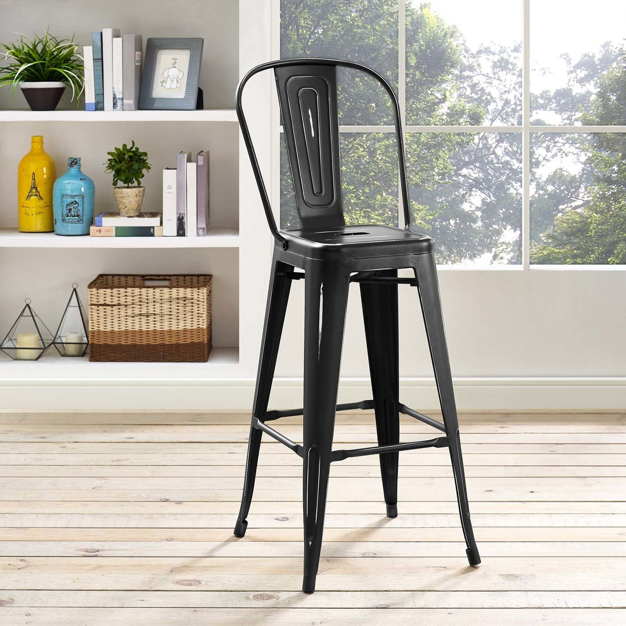 Promenade Metal Bar Side Stool, Metal Steel, Black 13704