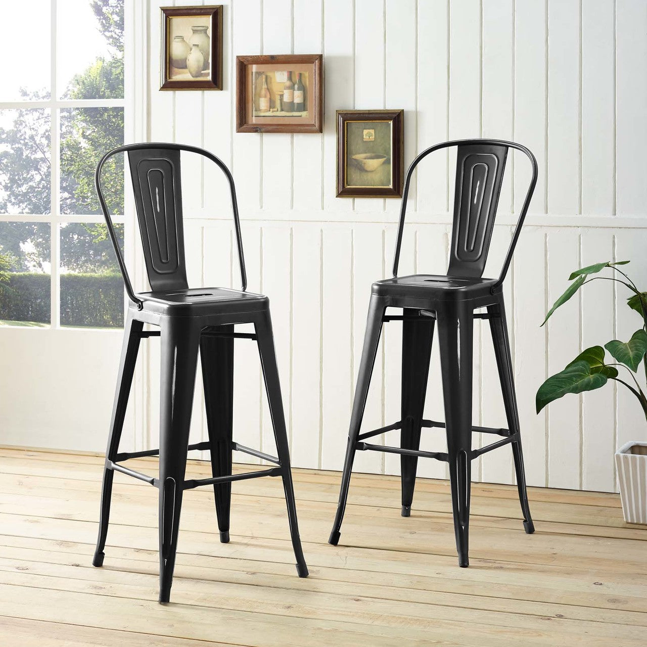 Promenade Metal Bar Side Stool, Metal Steel, Black 13704