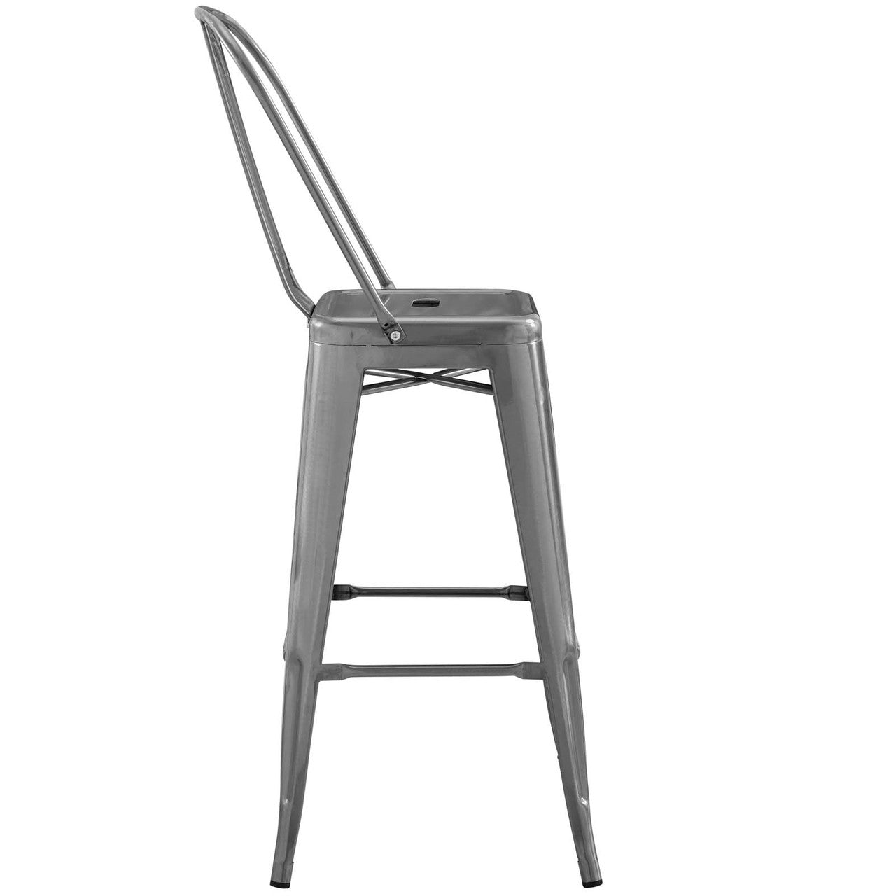 Promenade Metal Bar Side Stool, Metal Steel, Silver 13705