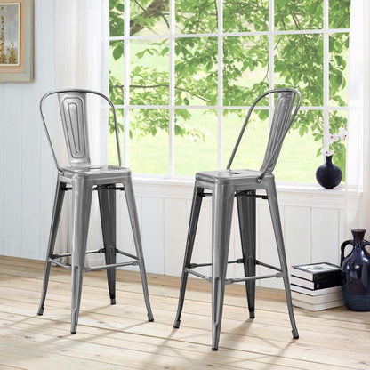Promenade Metal Bar Side Stool, Metal Steel, Silver 13705