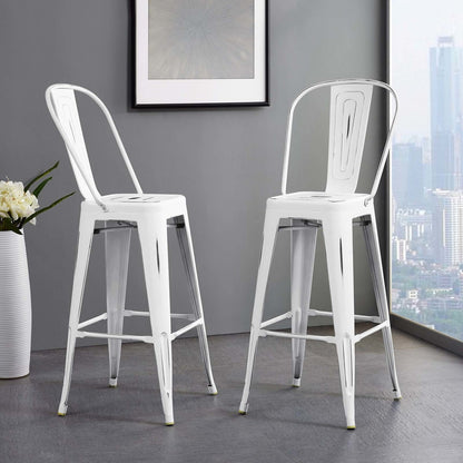 Promenade Metal Bar Side Stool, Metal Steel, White 13706