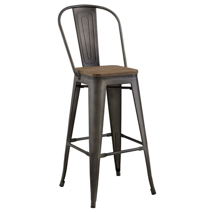 Promenade Metal Bar Stool, Metal Steel Wood, Brown 13708