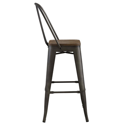 Promenade Metal Bar Stool, Metal Steel Wood, Brown 13708