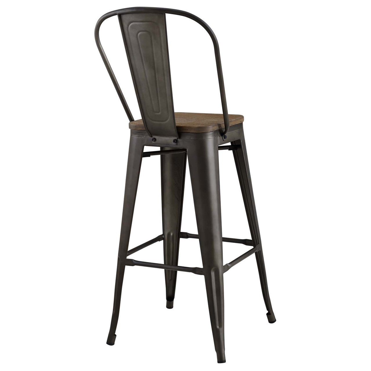 Promenade Metal Bar Stool, Metal Steel Wood, Brown 13708