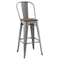 Promenade Metal Bar Stool, Metal Steel Wood, Silver 13709