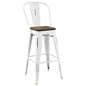 Promenade Metal Bar Stool, Metal Steel Wood, White 13710