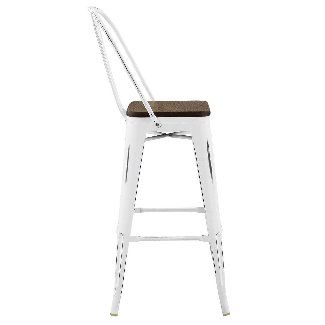 Promenade Metal Bar Stool, Metal Steel Wood, White 13710