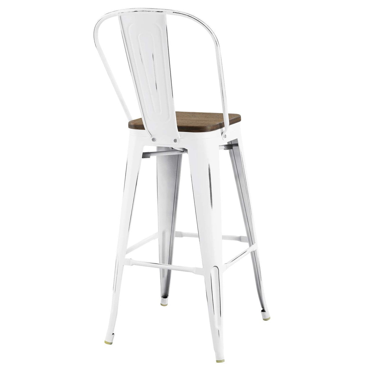 Promenade Metal Bar Stool, Metal Steel Wood, White 13710