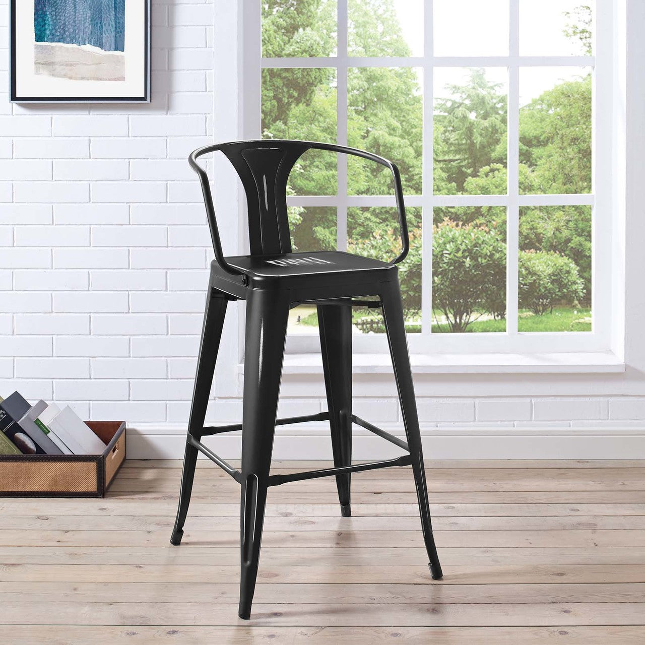 Promenade Bar Stool, Metal Steel, Black 13711