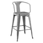 Promenade Bar Stool, Metal Steel, Silver 13712