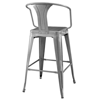 Promenade Bar Stool, Metal Steel, Silver 13712