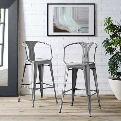 Promenade Bar Stool, Metal Steel, Silver 13712