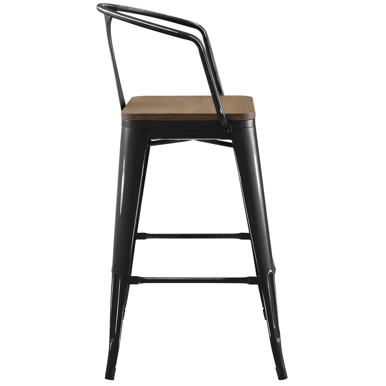 Promenade Bar Stool, Metal Steel Wood, Black 13714
