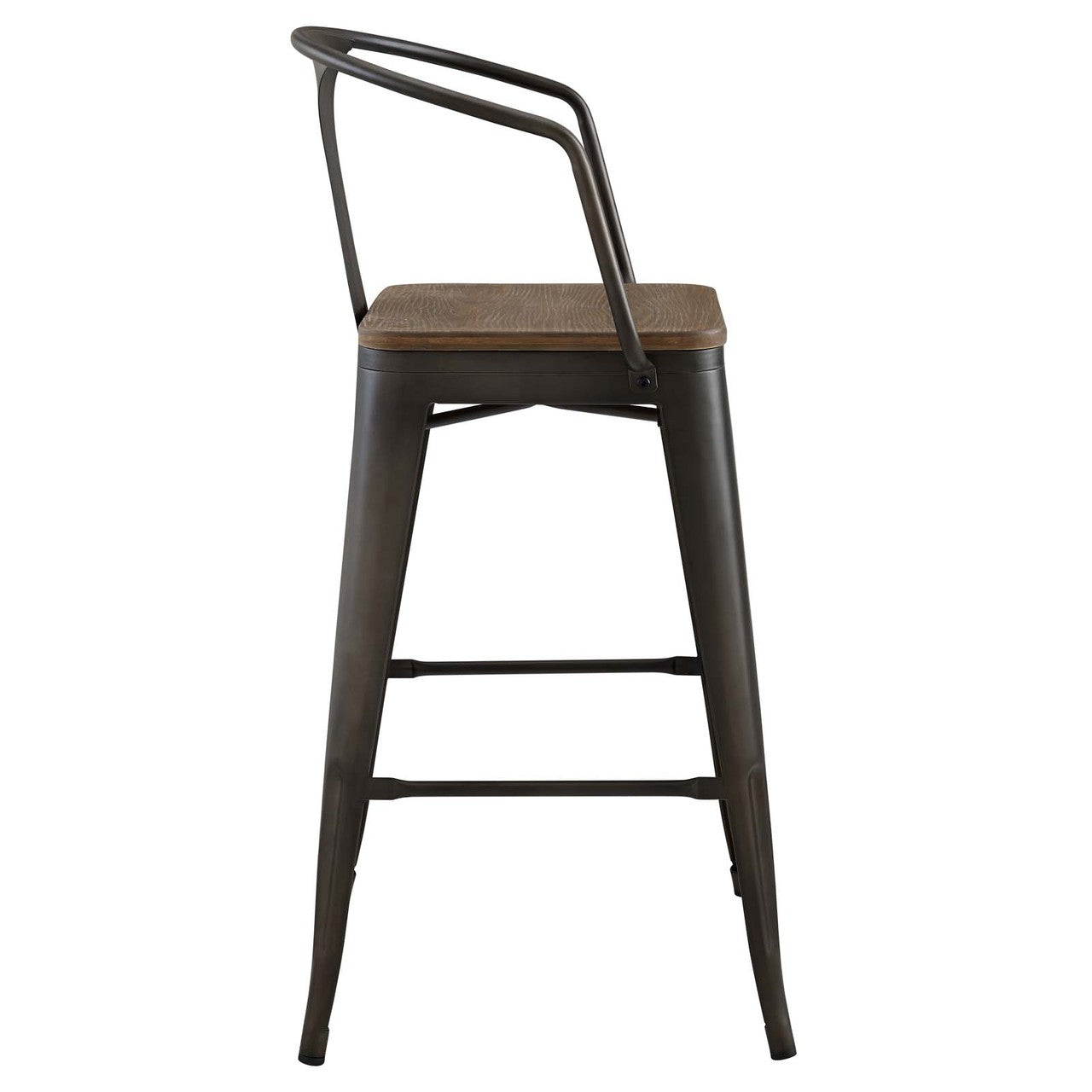 Promenade Bar Stool, Metal Steel Wood, Brown 13715