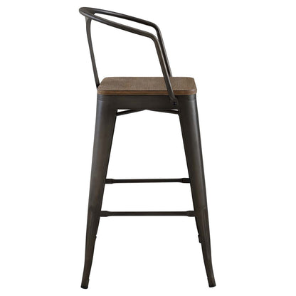 Promenade Bar Stool, Metal Steel Wood, Brown 13715