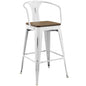 Promenade Bar Stool, Metal Steel Wood, White 13717