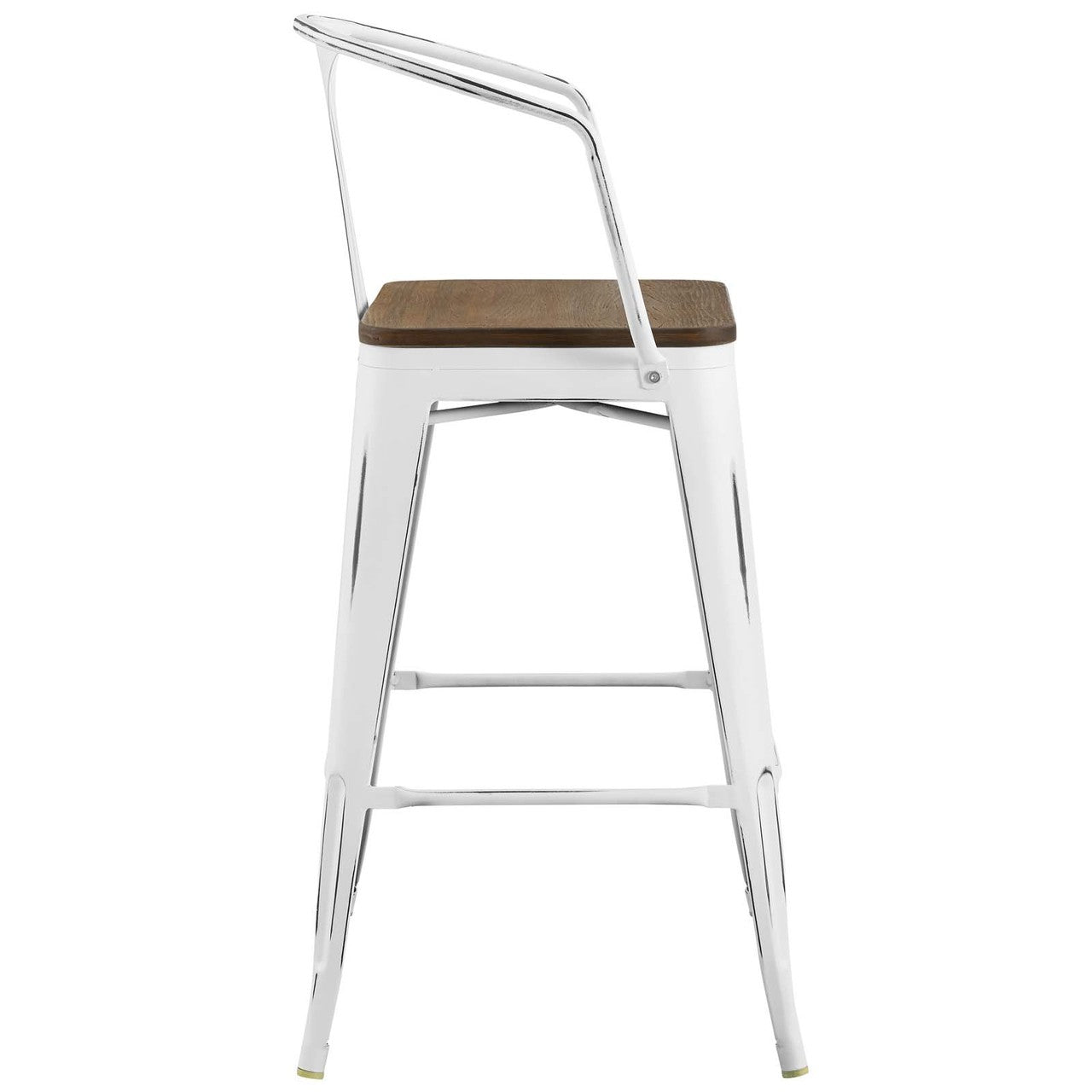 Promenade Bar Stool, Metal Steel Wood, White 13717