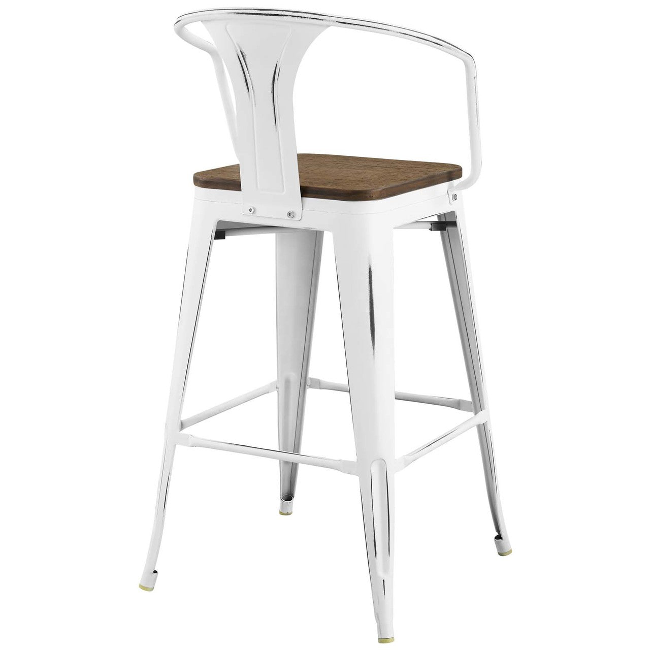 Promenade Bar Stool, Metal Steel Wood, White 13717