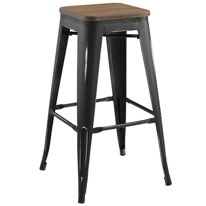 Promenade Bar Stool, Metal Steel Wood, Black 13718