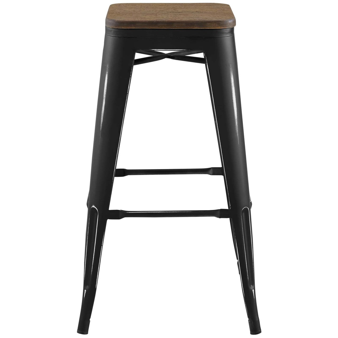 Promenade Bar Stool, Metal Steel Wood, Black 13718