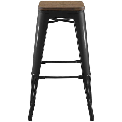 Promenade Bar Stool, Metal Steel Wood, Black 13718