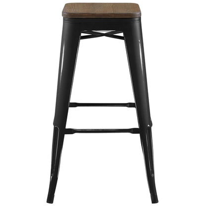 Promenade Bar Stool, Metal Steel Wood, Black 13718